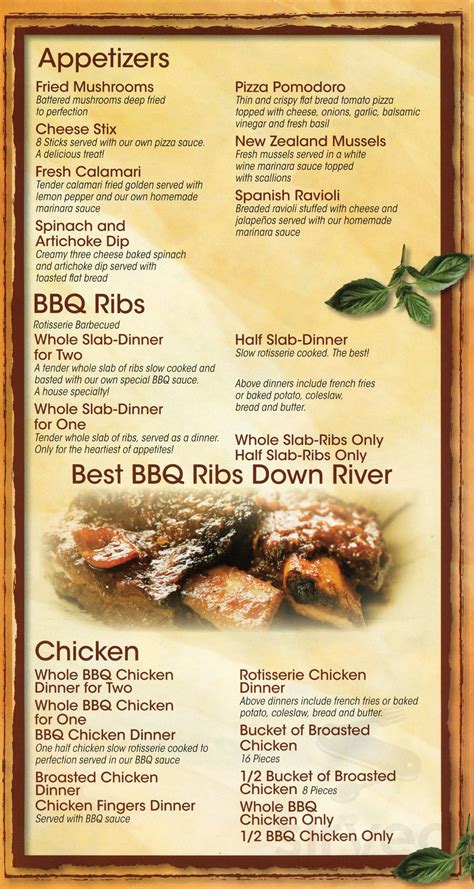 Menu for Baldo's Restaurant in Brownstown Charter Twp, MI.